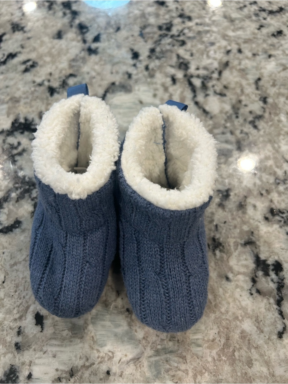 GAP Blue Knit Sherpa-Lined Baby Booties